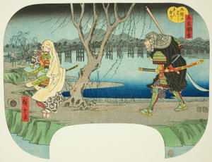 Tausend Menschen auf der Gojo-Brücke töten (Gojo no hashi sennin kiri), aus der Serie "Szenen aus dem Leben von Yoshitsune (Ushiwaka zue)" von Utagawa Hiroshige