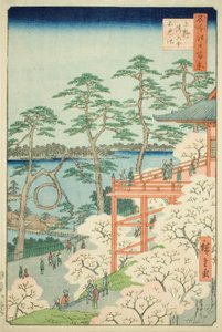 Kiyomizu-Halle und Shinobazu-Teich in Ueno, Nr. 11 aus der Serie "Hundert berühmte Ansichten von Edo" von Utagawa Hiroshige