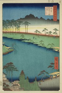 Kumano Junisha-Schrein in Tsunohazu, allgemein bekannt als Juniso, aus der Serie "Hundert berühmte Ansichten von Edo"