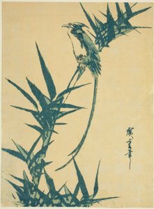 Langschwanzvogel und Bambus von Utagawa Hiroshige