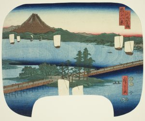 Lange Brücke bei Seta (Seta no nagahashi), aus der Serie "Acht Ansichten von Omi (Omi hakkei)" von Utagawa Hiroshige