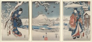 Liebende in einer Winterlandschaft von Utagawa Hiroshige