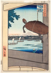 Mannen-Brücke, Fukagawa, aus der Serie "Hundert berühmte Ansichten von Edo" von Utagawa Hiroshige