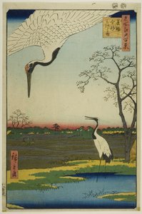 Minowa, Kanasugi, Mikawashima, aus der Serie „Hundert berühmte Ansichten von Edo (Meisho Edo hyakkei)“ von Utagawa Hiroshige