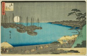 Mond bei Takanawa (Takanawa no tsuki), aus der Serie Drei Ansichten berühmter Orte in Edo (Edo meisho mittsu no nagame)