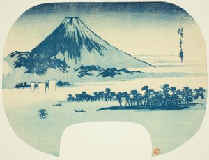 Der Berg Fuji erhebt sich über den Miho-Strand von Utagawa Hiroshige