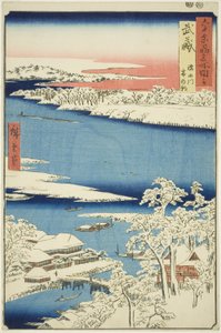 Provinz Musashi: Morgen nach Schnee am Sumida-Fluss (Musashi, Sumidagawa yuki no ashita), aus der Serie "Berühmte Orte in den sechzig Provinzen (Rokujuyoshu meisho zue)"