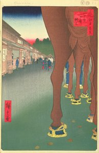 Naito Shinjuku, Yotsuya, Platte 86 aus der Serie Einhundert berühmte Ansichten von Edo, Edo-Periode, Ansei-Ära, 1857 von Utagawa Hiroshige