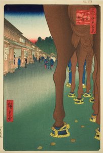 Naito Shinjuku in Yotsuya (Yotsuya Naito Shinjuku), aus der Serie "Hundert berühmte Ansichten von Edo (Meisho Edo hyakkei)" von Utagawa Hiroshige