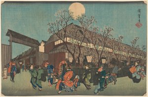 Nachtprozession unter Kirschblüten entlang des Nakanoch? in Shin Yoshiwara