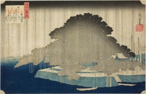 Nachtregen in Karasaki (Karasaki no yau), aus der Serie "Acht Ansichten von Omi (Omi hakkei no uchi)"