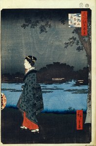 Nachtansicht von Matsuchiyama und dem Sanya-Kanal Hundert berühmte Ansichten von Edo, 1856-1858 von Utagawa Hiroshige