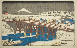Nihon-Brücke im Schnee (Nihonbashi setchu), aus der Serie "Berühmte Orte in der östlichen Hauptstadt (Toto meisho)"