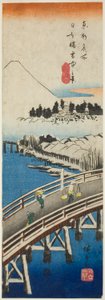 Nihon-Brücke im Schnee gesehen (Nihonbashi setchu no kei), aus der Serie "Berühmte Ansichten in der östlichen Hauptstadt (Toto meisho)"