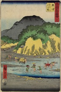 Fuß des Berges Satta am Okitsu-Fluss, Okitsu, Juli 1855