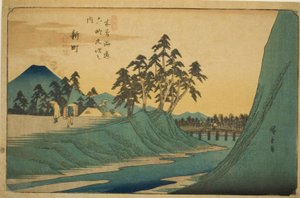 Nr. 12: Shinmachi, aus der Serie "Neunundsechzig Stationen des Kisokaido (Kisokaido rokujukyu tsugi no uchi)" von Utagawa Hiroshige