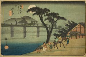 Nr. 28: Nagakubo, aus der Serie "Neunundsechzig Stationen des Kisokaido (Kisokaido rokujukyu tsugi no uchi)" von Utagawa Hiroshige