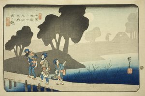 Nr. 37: Miyanokoshi, aus der Serie "Neunundsechzig Stationen des Kisokaido (Kisokaido rokujukyu tsugi no uchi)" von Utagawa Hiroshige