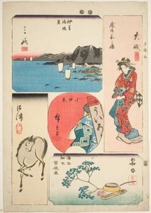 Oiso, Odawara, Hakone, Mishima und Numazu, Nr. 3 aus der Serie "Ausschnitte von Bildern des Tokaido (Tokaido harimaze zue)" von Utagawa Hiroshige