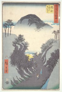 Okabe, Schmaler Efeupfad am Berg Utsu, Zweiundzwanzigster aus der Serie Berühmte Ansichten der Dreiundfünfzig Stationen von Utagawa Hiroshige