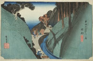 Okabe: Utsu-Berg, aus der Serie "Dreiundfünfzig Stationen der Tokaido-Straße", auch bekannt als Hoeido Tokaido