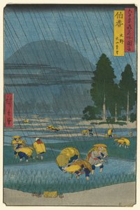 Ono, Fernsicht auf den Berg Daisen in der Provinz Hoki, aus der Serie Berühmte Orte in den Sechzig Provinzen
