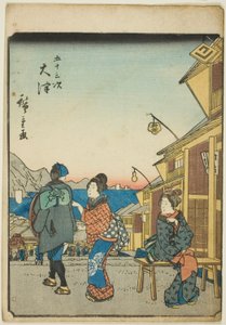 Otsu, aus der Serie "Dreiundfünfzig Stationen des Tokaido (Gojusan tsugi)", auch bekannt als der Figuren-Tokaido (Jinbutsu Tokaido) von Utagawa Hiroshige