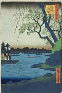 Oumayagashi, aus der Serie "Hundert berühmte Ansichten von Edo (Meisho Edo hyakkei)" von Utagawa Hiroshige