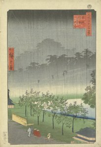 Paulownia-Plantage in Akasaka im Abendregen von Utagawa Hiroshige