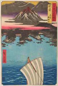Provinz Hizen / Hizen Nagasaki Inasayama, aus der Serie: Ansichten berühmter Orte in sechzig und einigen Provinzen von Utagawa Hiroshige
