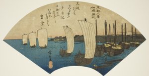 Rückkehrende Segel bei Tsukudajima, aus der Serie "Acht Ansichten der östlichen Hauptstadt" von Utagawa Hiroshige