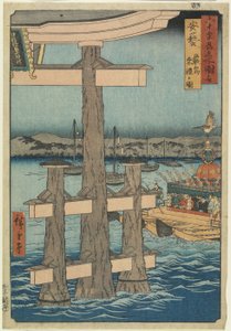 Szene am Itsukushima-Schrein, Provinz Aki, 1853