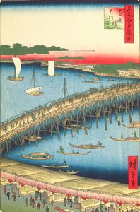Ryogoku-Brücke und das große Flussufer, Nr. 59 aus Einhundert berühmte Ansichten von Edo, 1856