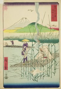 Sagami-Fluss, aus der Serie "Sechsunddreißig Ansichten des Berges Fuji" von Utagawa Hiroshige