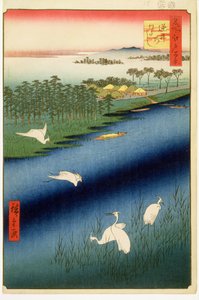 Sakasai-Fähre, Platte 67 aus der Serie Einhundert berühmte Ansichten von Edo, Edo-Periode, Ansei-Ära, 1857 von Utagawa Hiroshige