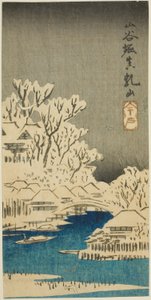 Sanya-Kanal und Matsuchi-Hügel, Abschnitt eines Blattes aus der Serie "Cutouts of Famous Places in Edo"