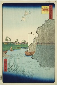 Verstreute Kiefern am Tone-Fluss, aus der Serie "Hundert berühmte Ansichten von Edo" von Utagawa Hiroshige