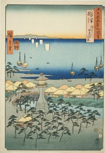 Provinz Settsu: Idemi-Strand bei Sumiyoshi, aus der Serie "Berühmte Orte in den sechzig Provinzen" von Utagawa Hiroshige