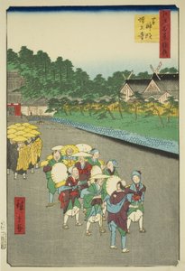 Shiba Shinmei-Schrein und Zojoji-Tempel (Shiba Shinmei Zojoji), aus der Serie "Ergänzung zu den Hundert berühmten Ansichten von Edo (Edo hyakkei yokyo)" von Utagawa Hiroshige