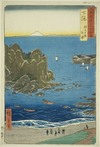 Provinz Shimosa: Die äußere Bucht am Choshi-Strand (Shimosa, Choshi no hama Toura), aus der Serie "Berühmte Orte in den sechzig Provinzen (Rokujuyoshu meisho zue)" von Utagawa Hiroshige