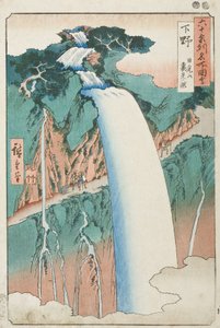 Provinz Shimotsuke: Berg Nikkō, Urami-Wasserfall von Utagawa Hiroshige
