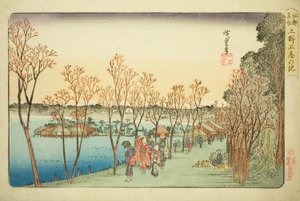 Shinobazu-Teich in Ueno (Ueno Shinobazu no ike), aus der Serie "Berühmte Orte in Edo (Koto meisho)" von Utagawa Hiroshige