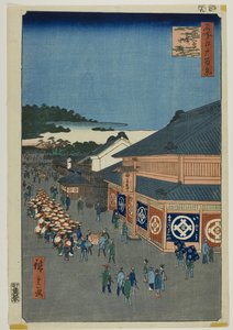 Shitaya Hirokoji, aus der Serie „Hundert berühmte Ansichten von Edo (Meisho Edo hyakkei)“ von Utagawa Hiroshige