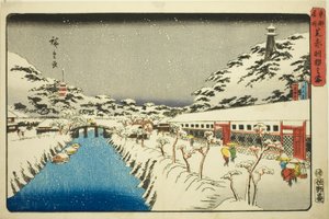 Schnee an der Akabane-Brücke in Shiba, aus der Serie "Berühmte Orte in der östlichen Hauptstadt"