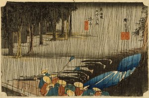 Frühlingsregen in Tsuchiyama von Utagawa Hiroshige