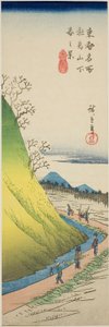 Frühlingsansicht vom Fuß des Asuka-Hügels (Asukayama shita haru no kei), aus der Serie "Berühmte Ansichten der östlichen Hauptstadt (Toto meisho)" von Utagawa Hiroshige