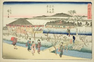 Frühlingsansicht des neuen Damms am Shinobazu-Teich, aus der Serie 