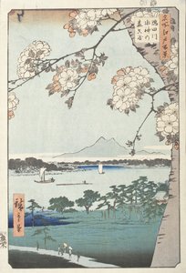 Suijin-Schrein und Massaki am Sumida-Fluss von Utagawa Hiroshige