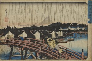 Regenschauer an der Nihonbashi-Brücke aus der Serie Berühmte Orte der östlichen Hauptstadt von Utagawa Hiroshige