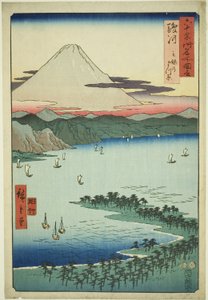 Provinz Suruga: Der Kiefernwald bei Miho (Suruga, Miho no matsubara), aus der Serie "Berühmte Orte in den sechzig Provinzen (Rokujuyoshu meisho zue)"